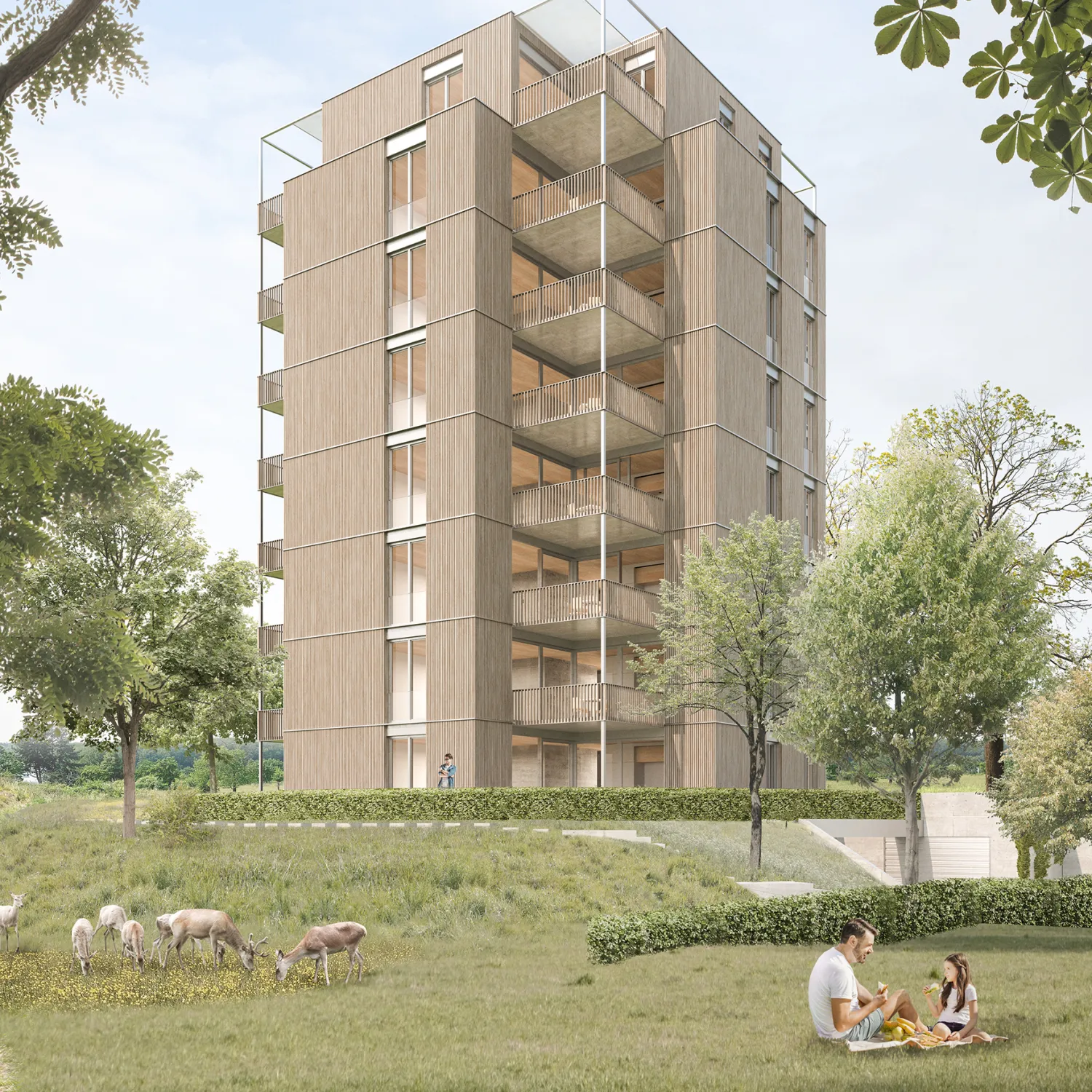 Ein innovativer Holzturm mit 15 Eigentumswohnungen